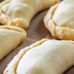 Cornish Pasties - Uncooked Pasties on Stainless Steel Tray