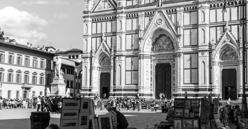 British Paintings - A black and white photo of a cathedral