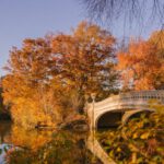 Lake District - Bow Bridge crossing calm lake in autumn park